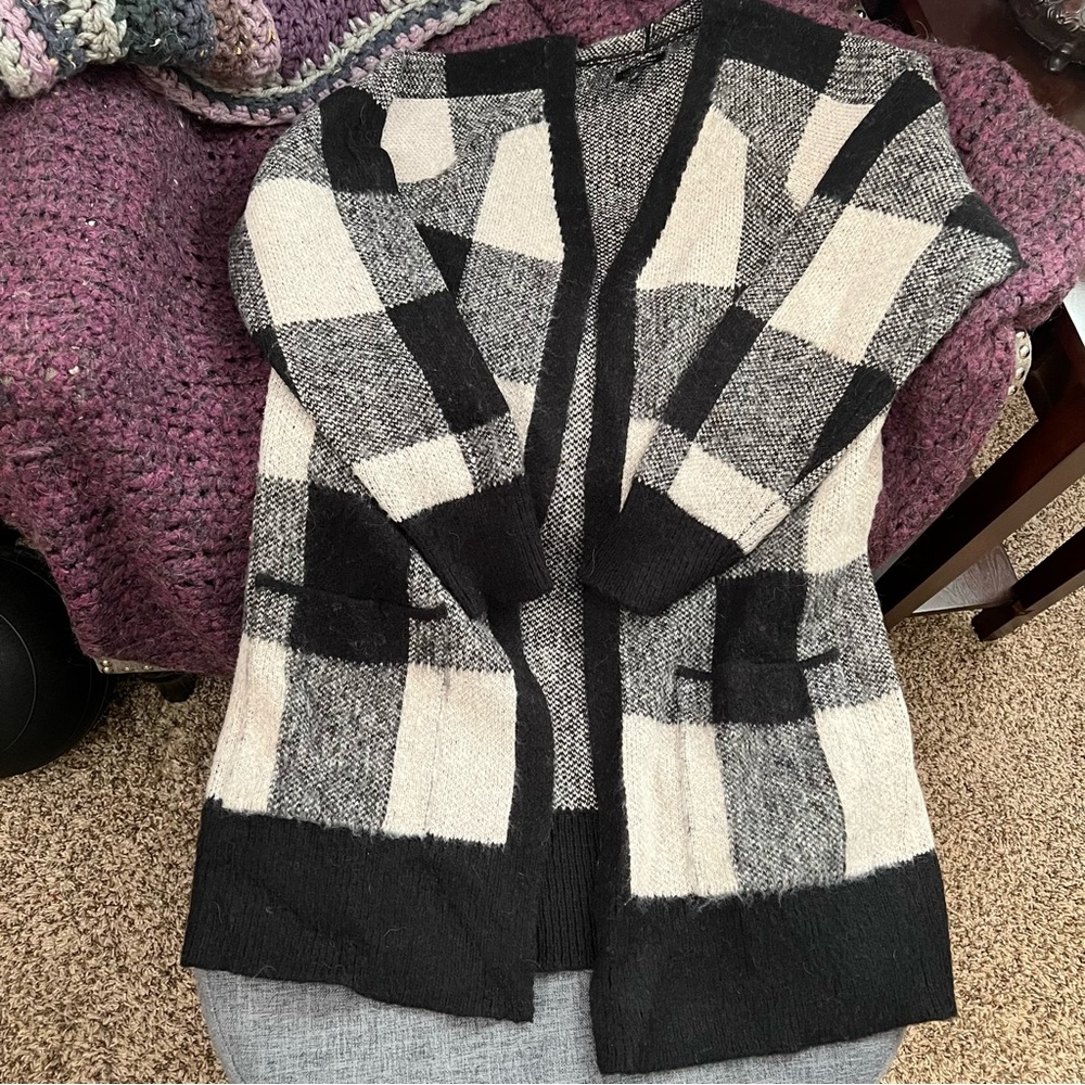 Lucky Brand buffalo check cardigan